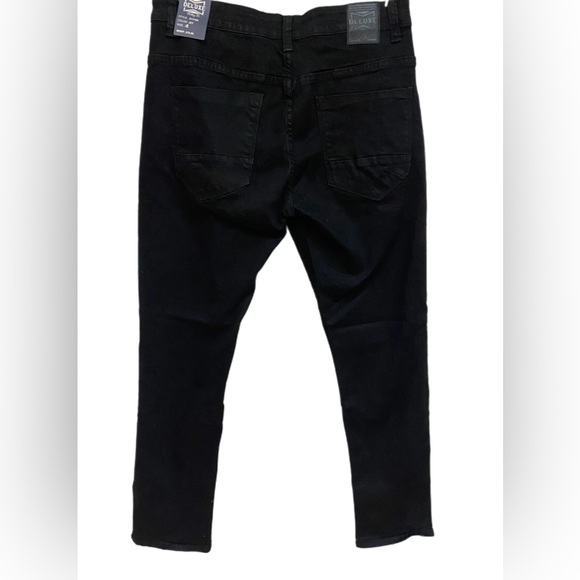 Deluxe Clothing Co Men’s Black Skinny Denim Jeans W/zippers Size 34/32 - Picture 2 of 5